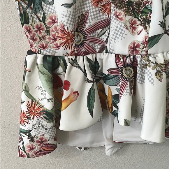 Anthropologie -Cameo White and Green Ruffled Peplum Sundress - Picture 7 of 11